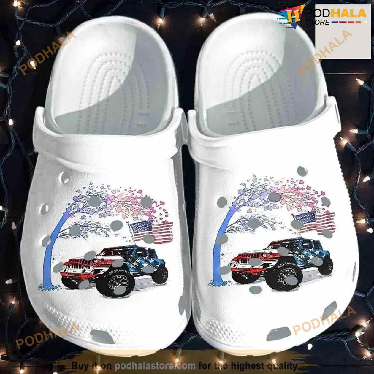 Offroader American Flag Tree Crocs Clog Shoes Offroader American Flag Tree Crocs Clog Shoes