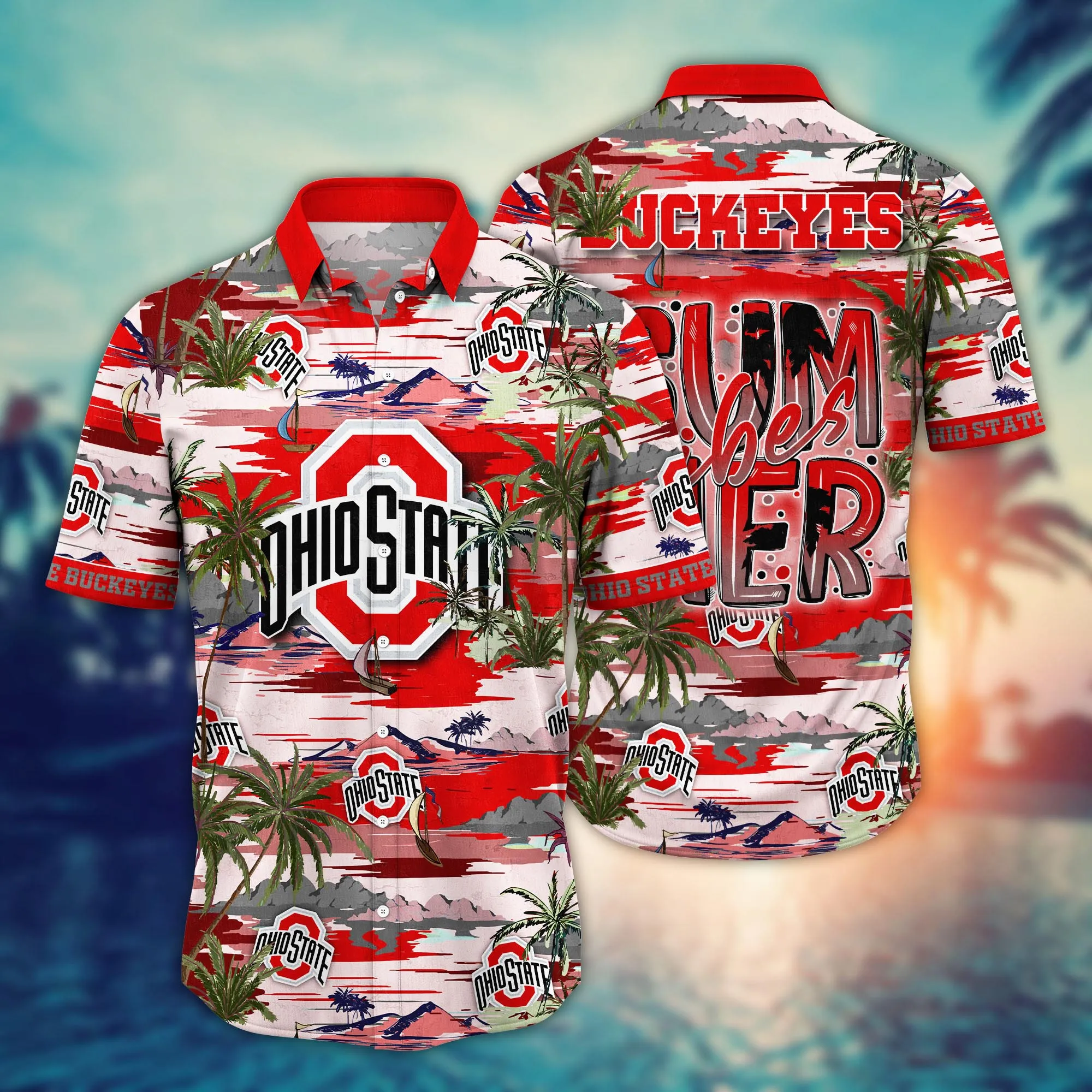 Ohio State Buckeyes Coconut Island Hawaiian Shirt Ohio State Buckeyes Coconut Island Hawaiian Shirt