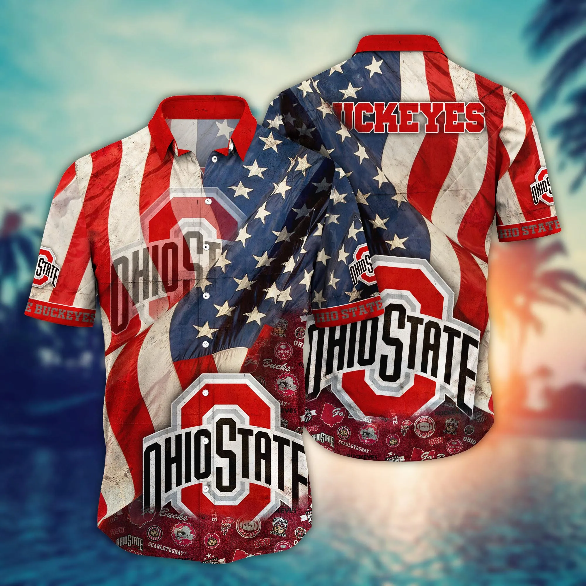 Ohio State Buckeyes US Independence Day Hawaiian Shirt Ohio State Buckeyes US Independence Day Hawaiian Shirt