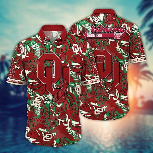 Oklahoma Sooners Botanical Tropical Leafs Hawaiian Shirt Oklahoma Sooners Botanical Tropical Leafs Hawaiian Shirt