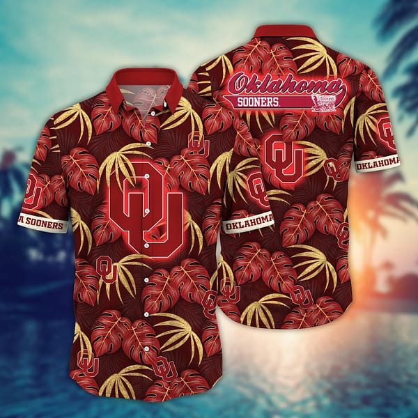 Oklahoma Sooners Tropical Floral Hawaiian Shirt Oklahoma Sooners Tropical Floral Hawaiian Shirt