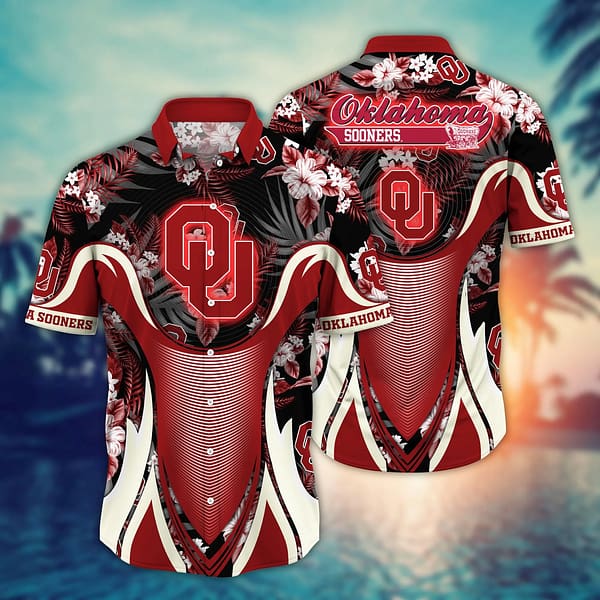 Oklahoma Sooners Tropical Leaf Armor Design Hawaiian Shirt Oklahoma Sooners Tropical Leaf Armor Design Hawaiian Shirt
