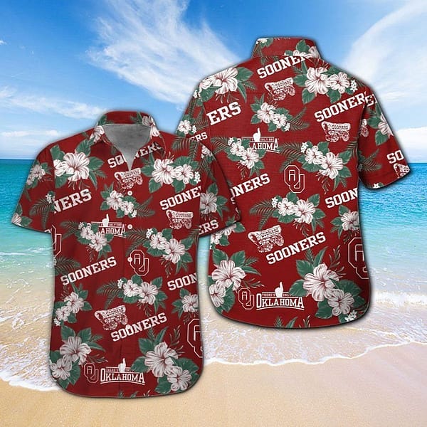 Oklahoma Sooners White Floral Hawaiian Shirt Oklahoma Sooners White Floral Hawaiian Shirt