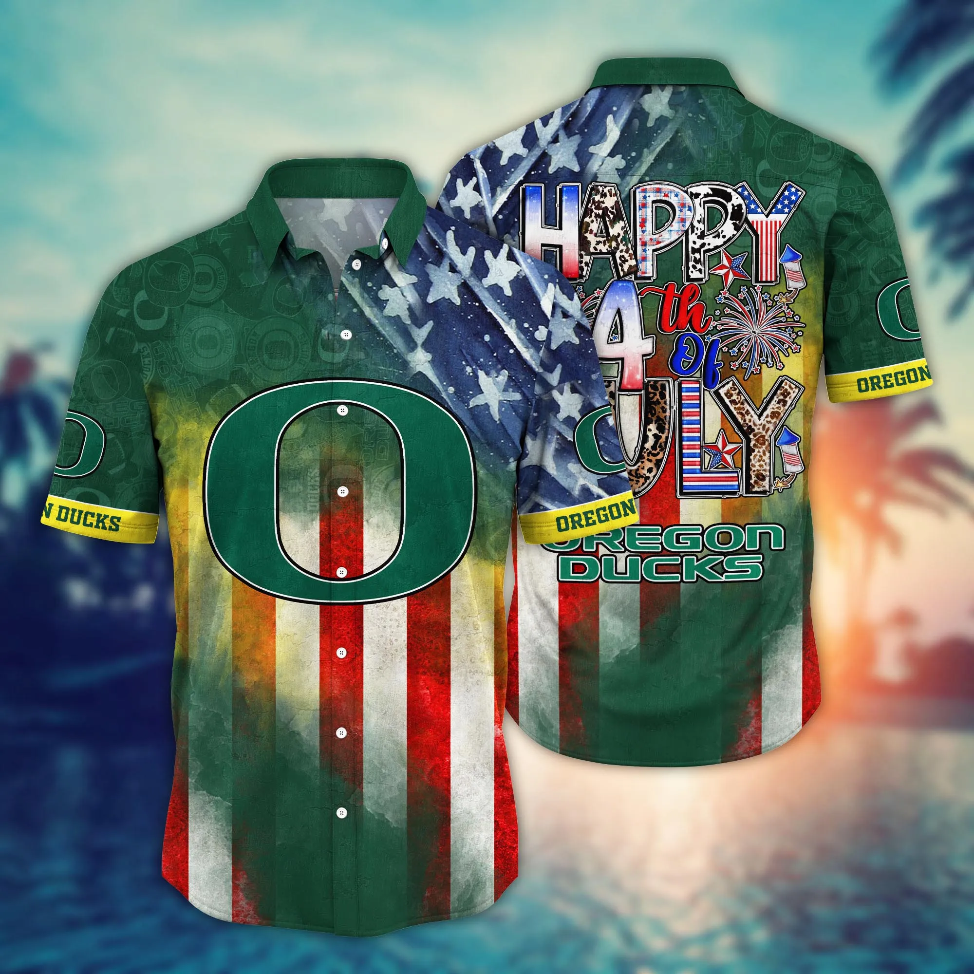 Oregon Ducks 4th Of July America Flag Pattern Hawaiian Shirt Oregon Ducks 4th Of July America Flag Pattern Hawaiian Shirt