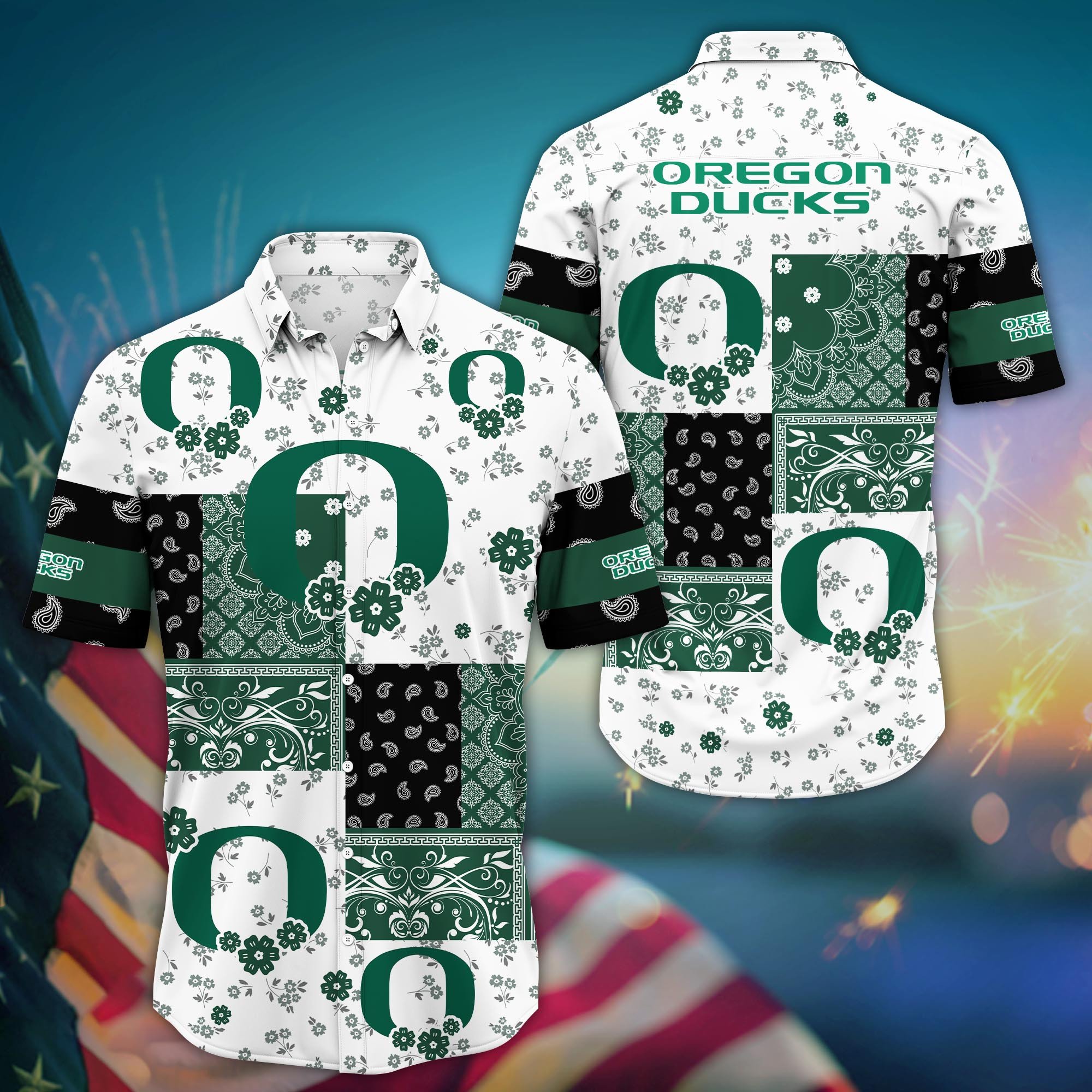 Oregon Ducks Mini Blossom Aloha Hawaiian Shirt Oregon Ducks Mini Blossom Aloha Hawaiian Shirt
