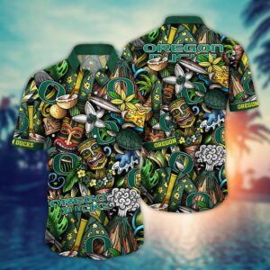 Oregon Ducks Tiki Pattern Hawaiian Shirt