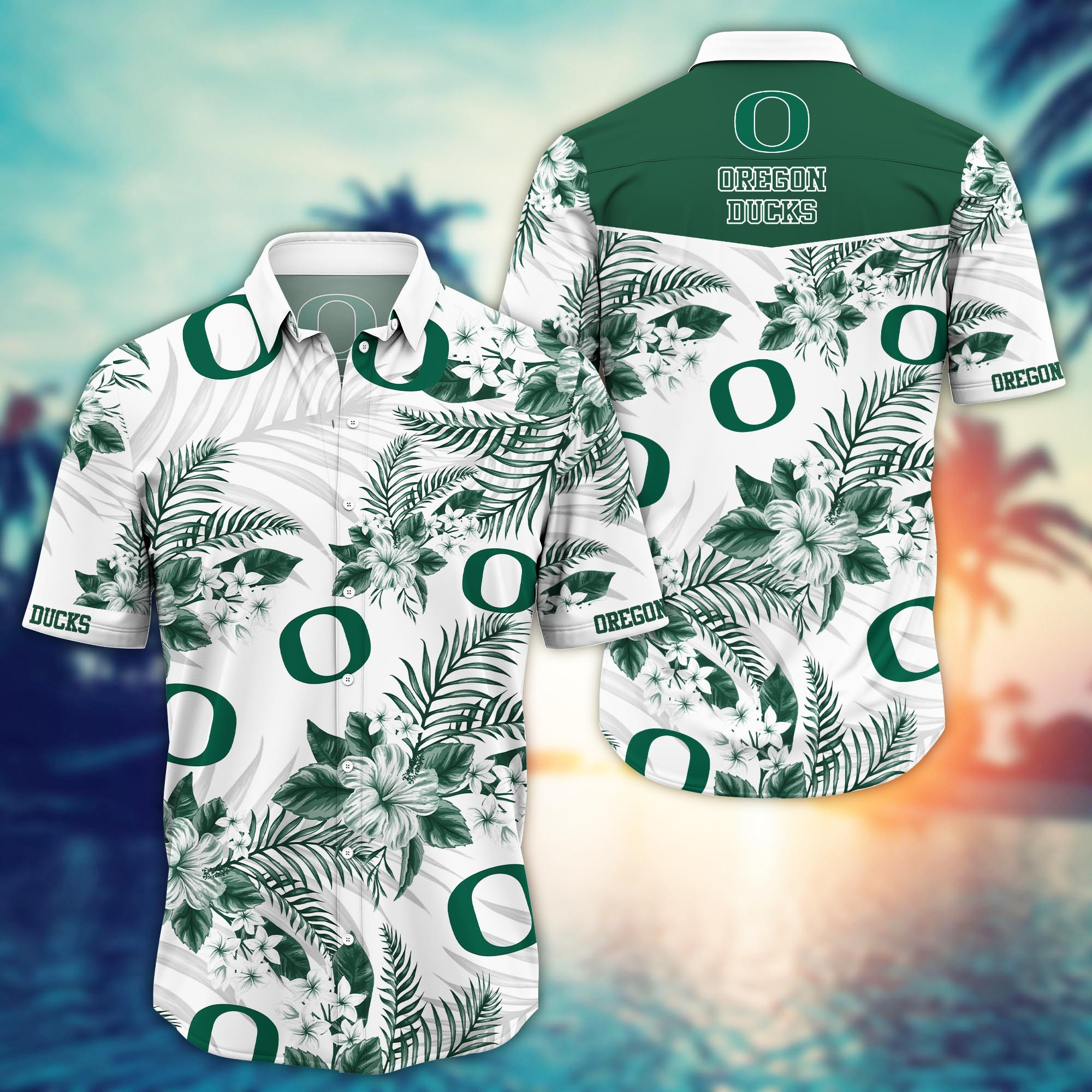 Oregon Ducks Tropical Floral Aloha Hawaiian Shirt Oregon Ducks Tropical Floral Aloha Hawaiian Shirt