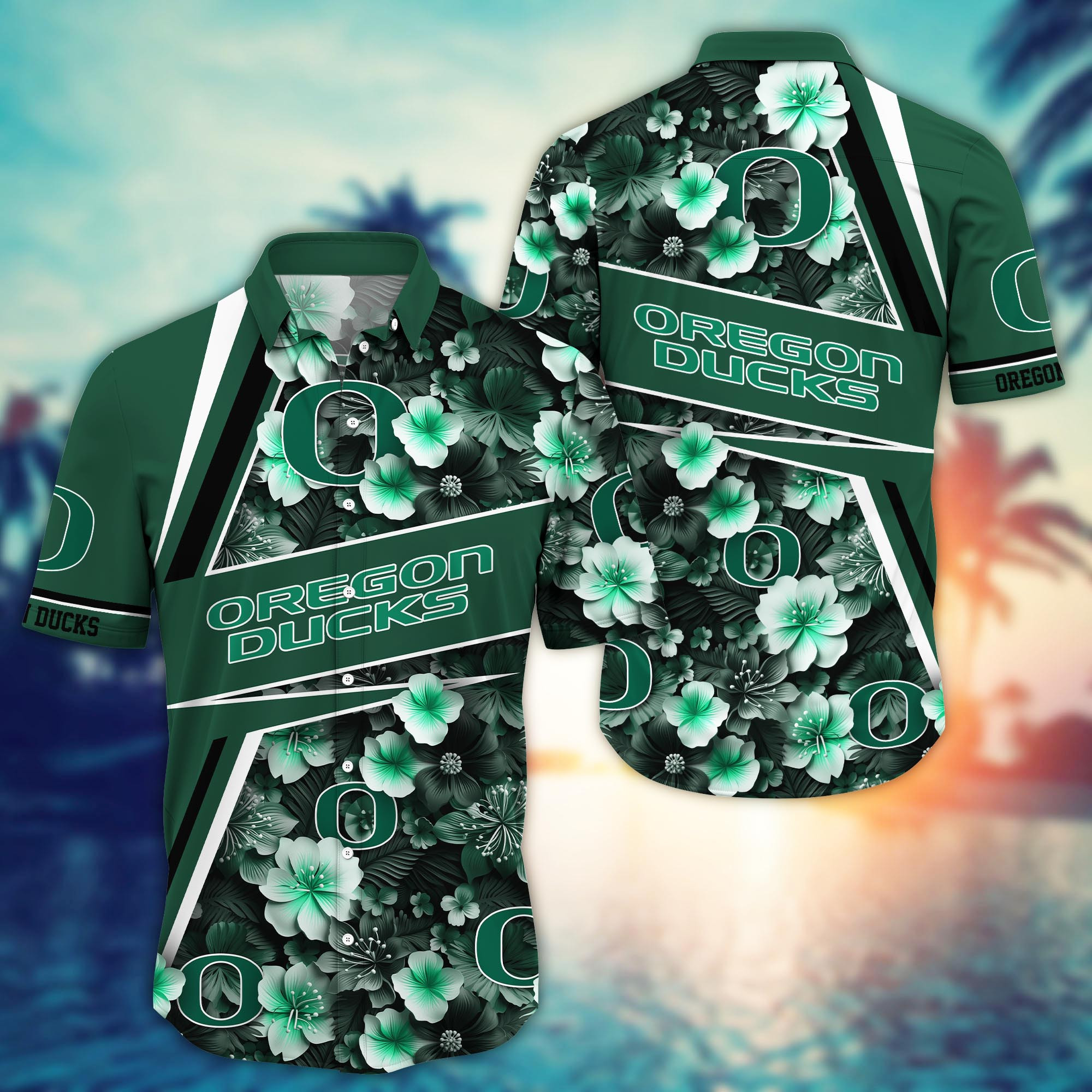 Oregon Ducks Tropical Floral Aloha Hawaiian Shirt Oregon Ducks Tropical Floral Aloha Hawaiian Shirt