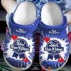 Pabst Blue Ribbon Blue Drinking Crocband Clog Shoes