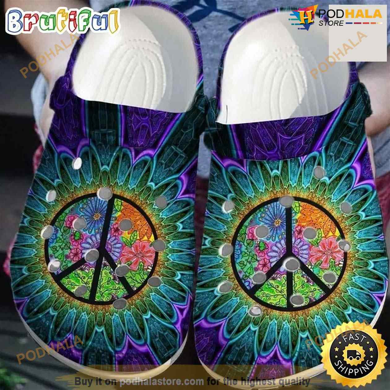 Peace Trippy Hippie Custom Crocs Shoes Clogs Peace Trippy Hippie Custom Crocs Shoes Clogs