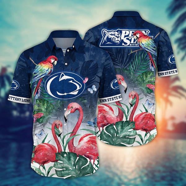 Penn State Nittany Lions Pink Flamingo Couple Hawaiian Shirt Penn State Nittany Lions Pink Flamingo Couple Hawaiian Shirt