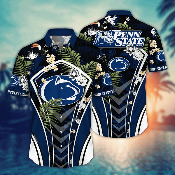 Penn State Nittany Lions Tropical Leaf Armor Design Hawaiian Shirt Penn State Nittany Lions Tropical Leaf Armor Design Hawaiian Shirt