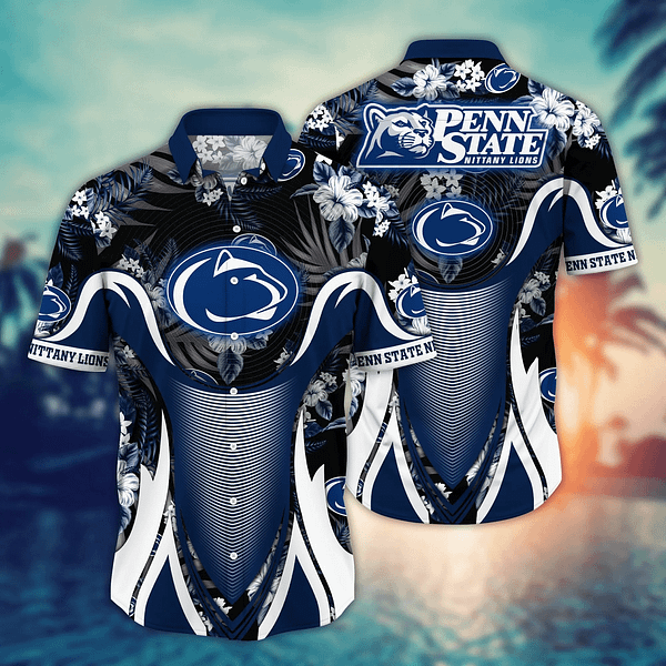 Penn State Nittany Lions Tropical Leaf Armor Design Hawaiian Shirt Penn State Nittany Lions Tropical Leaf Armor Design Hawaiian Shirt