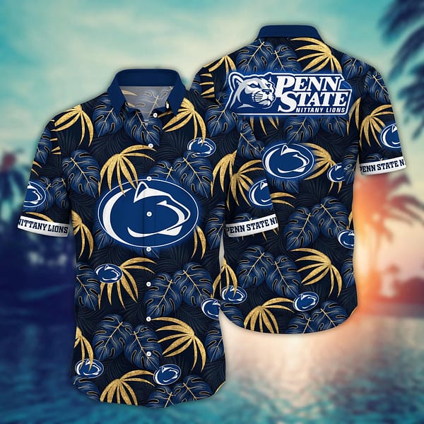 Penn State Nittany Lions Tropical Leaf Hawaiian Shirt Penn State Nittany Lions Tropical Leaf Hawaiian Shirt
