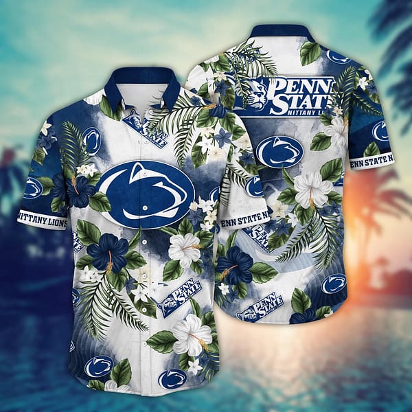 Penn State Nittany Lions Vibrant Flower Hawaiian Shirt Penn State Nittany Lions Vibrant Flower Hawaiian Shirt
