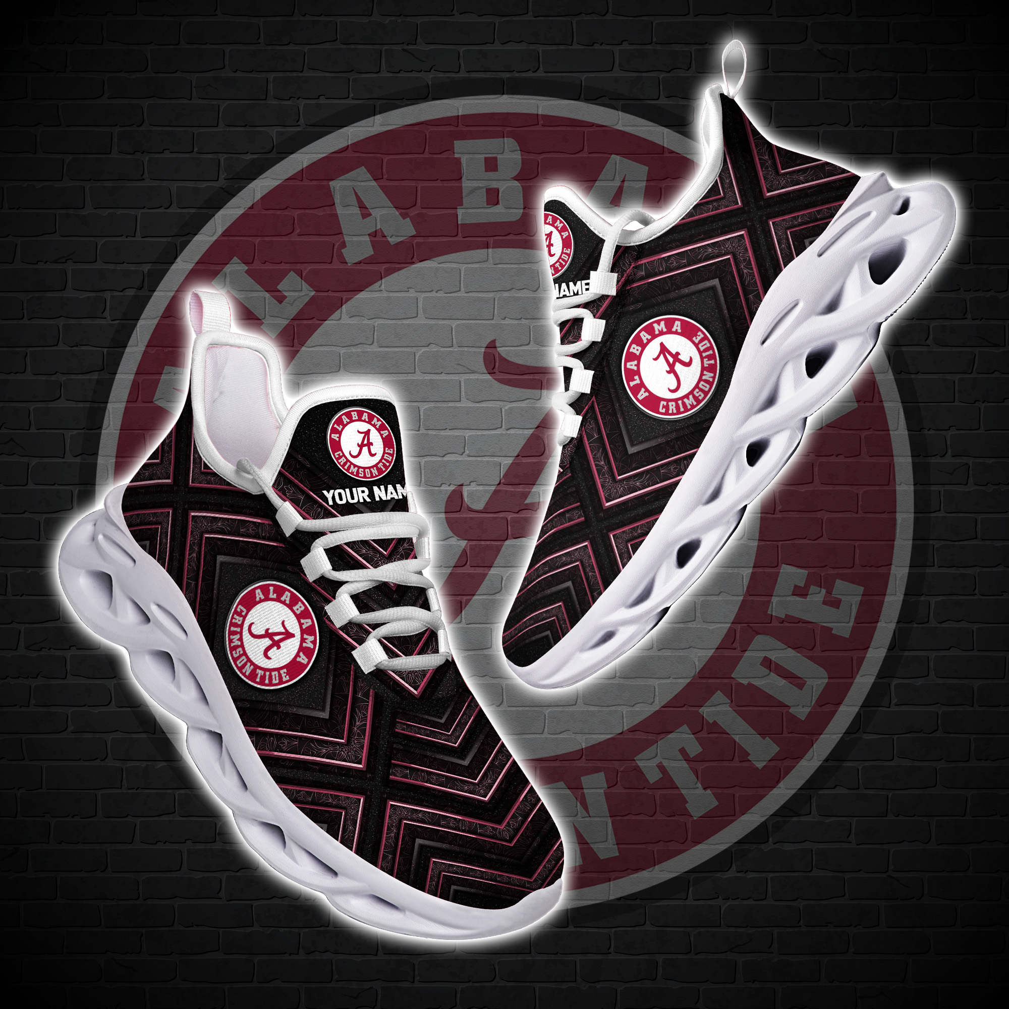 Personalized Alabama Crimson Tide Custom Clunky Max Soul Shoes Personalized Alabama Crimson Tide Custom Clunky Max Soul Shoes