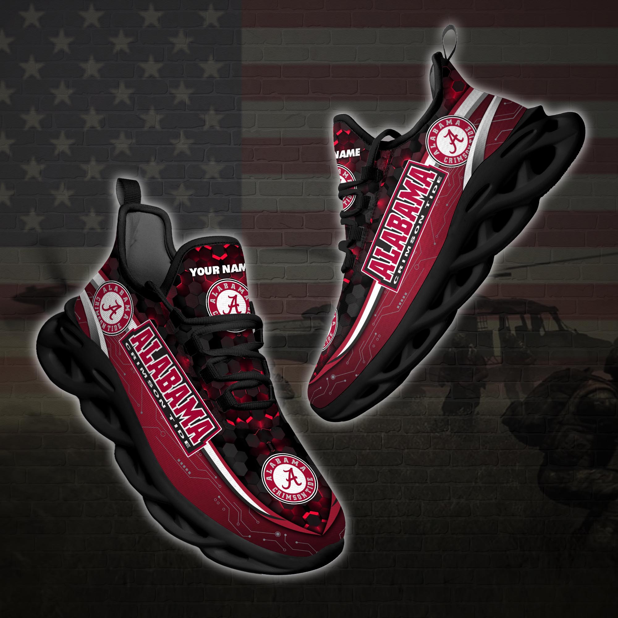 Personalized Alabama Crimson Tide Football Team Clunky Max Soul Shoes Personalized Alabama Crimson Tide Football Team Clunky Max Soul Shoes
