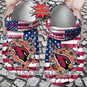 [Personalized] Arizona Cardinals American Flag Breaking Wall Crocs Gift