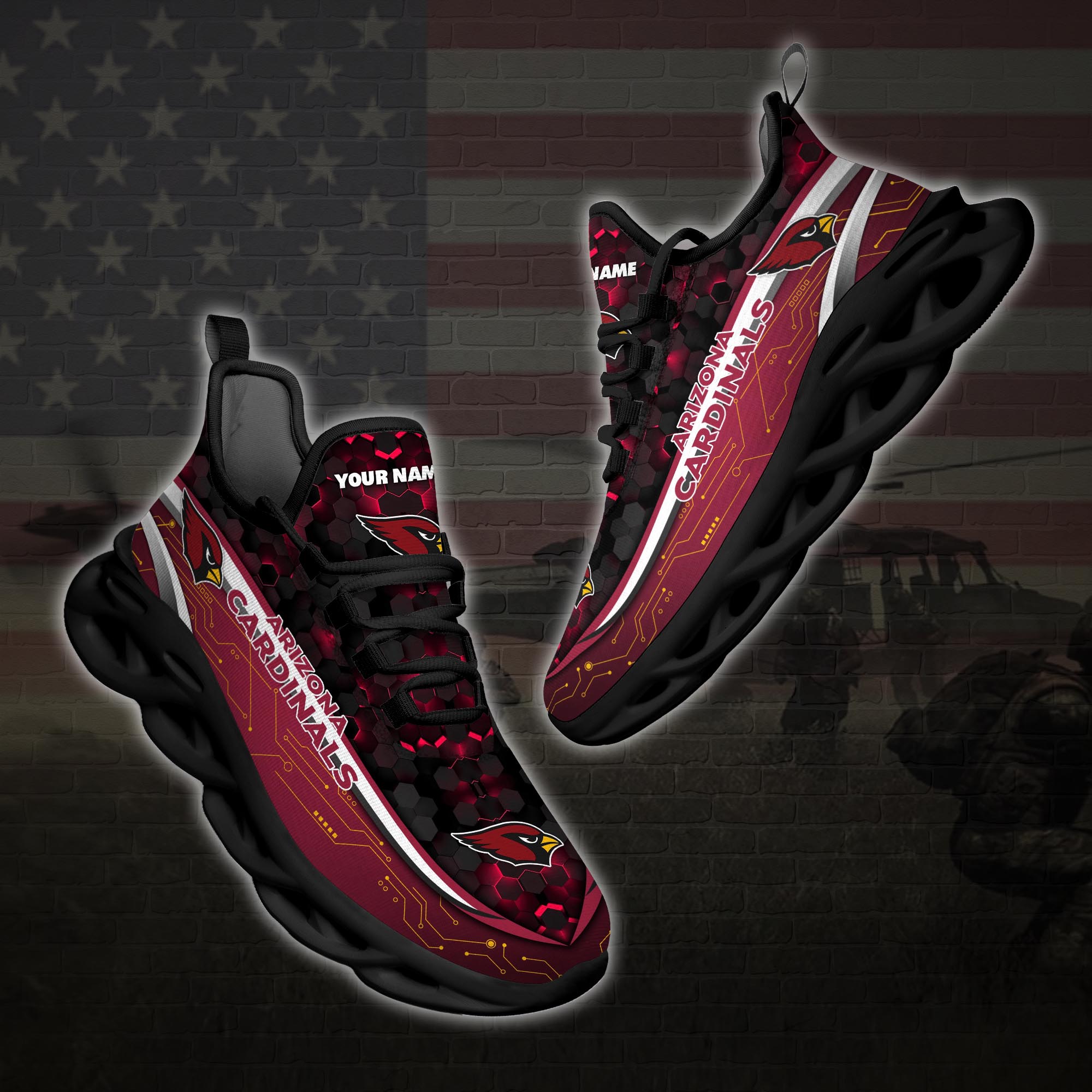 Personalized Arizona Cardinals Football Team Clunky Max Soul Shoes Personalized Arizona Cardinals Football Team Clunky Max Soul Shoes