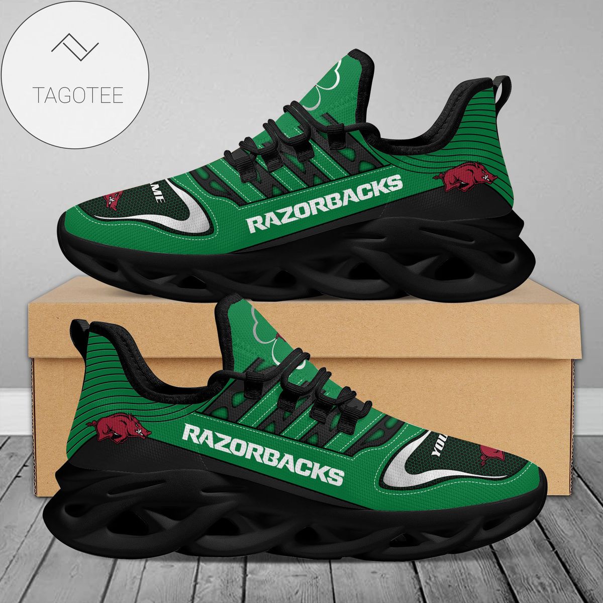 Personalized Arkansas Razorbacks Ncaa Saint Patrick S Day Shamrock Custom Name Clunky Max Soul Shoes Sneakers For Mens Womens Personalized Arkansas Razorbacks Ncaa Saint Patrick S Day Shamrock Custom Name Clunky Max Soul Shoes Sneakers For Mens Womens
