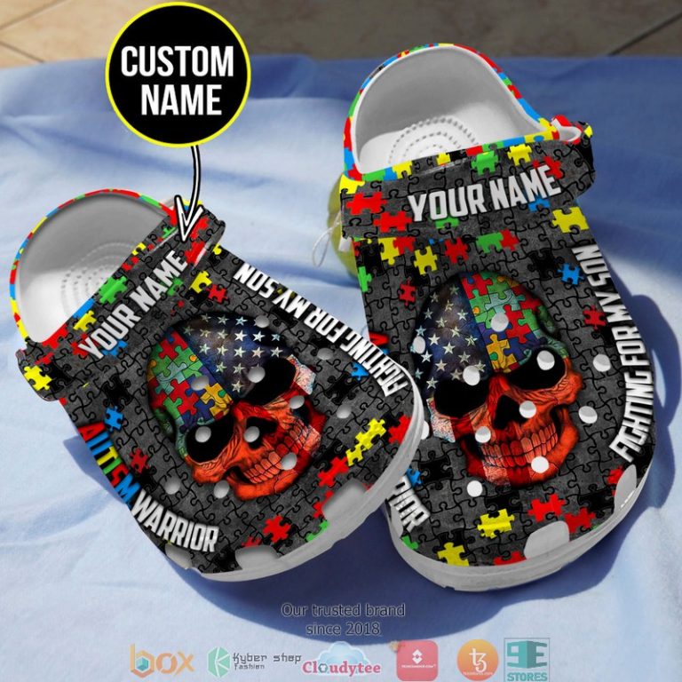 Personalized-Autism-Warrior-Fighting-For-My-Son-Crocband-Shoes-1