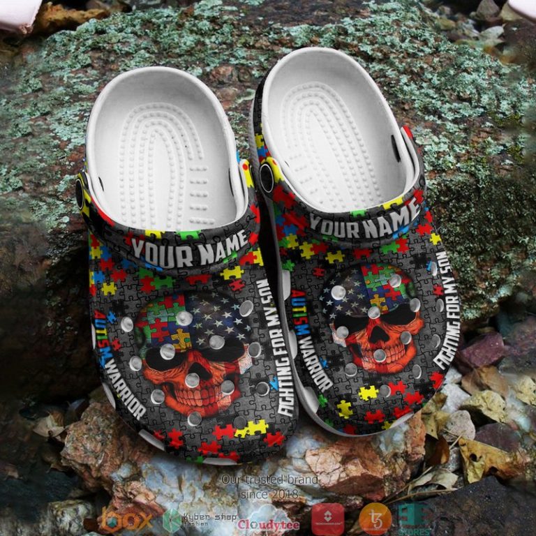 Personalized-Autism-Warrior-Fighting-For-My-Son-Crocband-Shoes-3