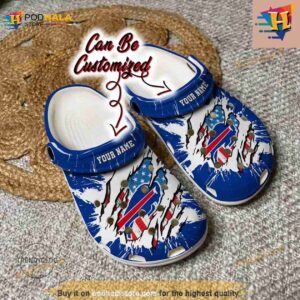 Personalized Buffalo Bills Football Ripped American Flag Crocs Clog Shoes