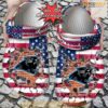 Personalized Carolina Panthers American Flag Breaking Wall Crocs Clog Shoes