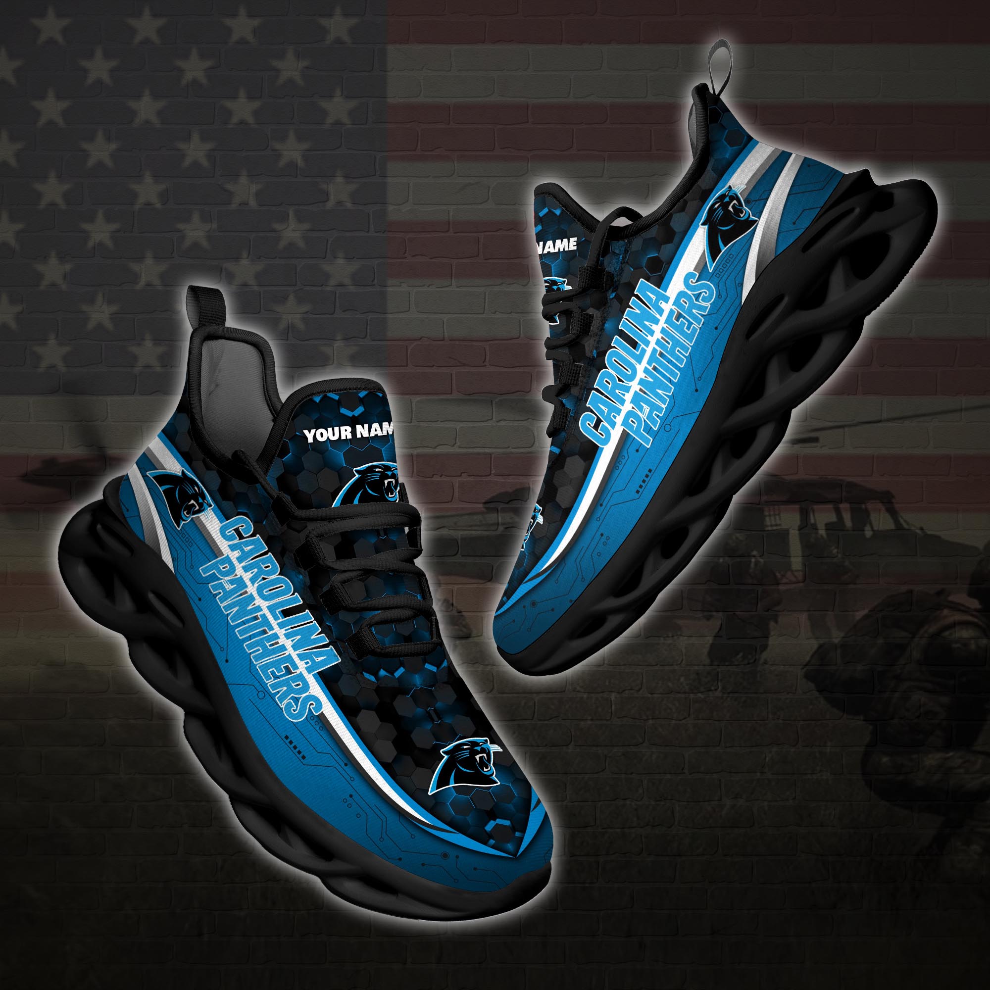Personalized Carolina Panthers Football Team Clunky Max Soul Shoes Personalized Carolina Panthers Football Team Clunky Max Soul Shoes
