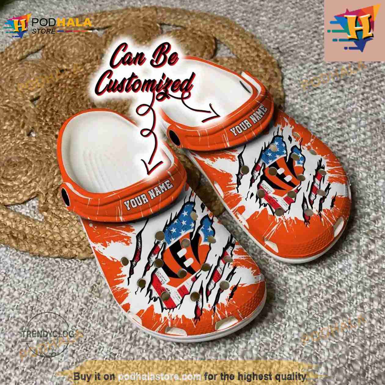 Personalized Cincinnati Bengals Football Ripped American Flag Crocs Clog Shoes Personalized Cincinnati Bengals Football Ripped American Flag Crocs Clog Shoes