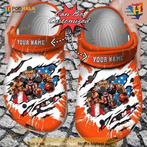 Personalized Cincinnati Bengals Mascot Ripped Flag Crocs Clog Shoes