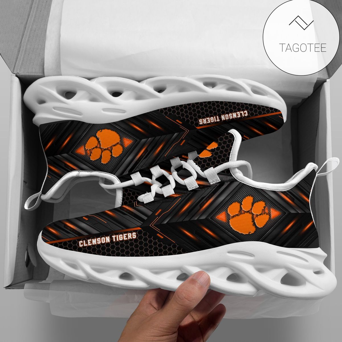 Personalized Clemson Tigers Football Team Clunky Sneakers Max Soul Shoes Personalized Clemson Tigers Football Team Clunky Sneakers Max Soul Shoes
