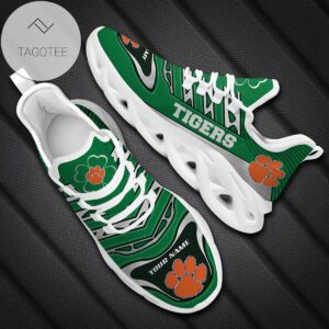 Personalized Clemson Tigers Ncaa Saint Patrick S Day Shamrock Custom Name Clunky Max Soul Shoes Sneakers For Mens Womens