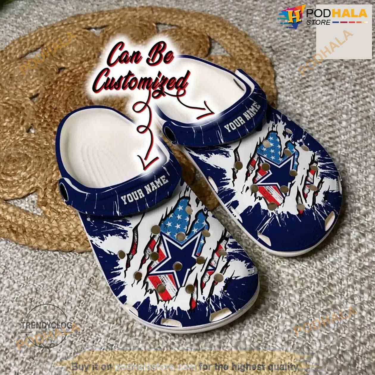 Personalized Dallas Cowboys Football Ripped American Flag Crocs Clog Shoes Personalized Dallas Cowboys Football Ripped American Flag Crocs Clog Shoes