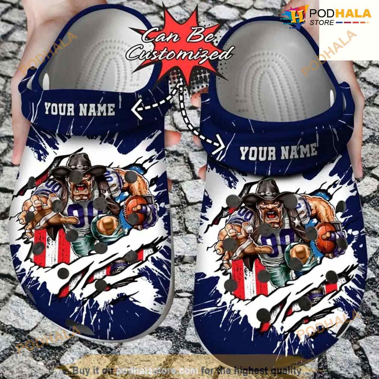 Personalized Dallas Cowboys Mascot Ripped Flag Clog Shoes Crocs Personalized Dallas Cowboys Mascot Ripped Flag Clog Shoes Crocs