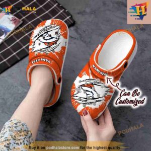 Personalized Denver Broncos Football Ripped Claw Crocs Clog Shoes