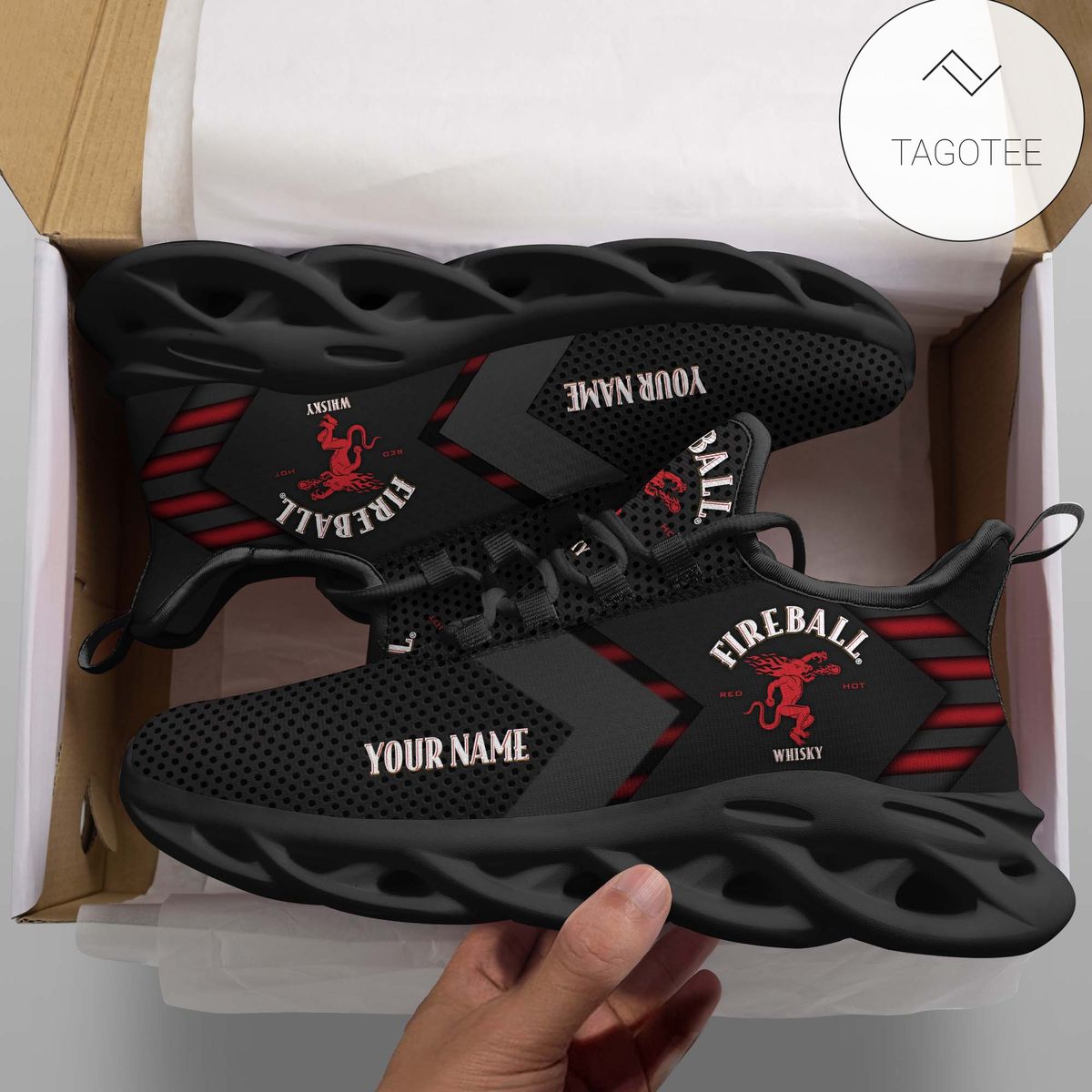 Personalized Fireball Cinnamon Whisky Custom Clunky Sneakers Max Soul Shoes Personalized Fireball Cinnamon Whisky Custom Clunky Sneakers Max Soul Shoes