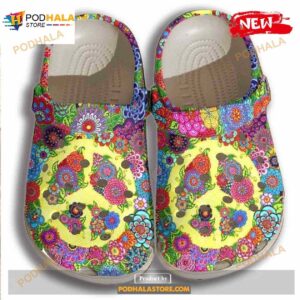 Personalized Floral Hippie Sign Crocs Shoes Clogs For Women