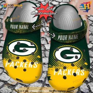 Personalized Green Bay Packers Half Tone Drip Flannel Crocs Clog Shoes