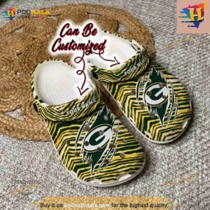 Personalized Green Bay Packers Ripped Zebra Print Paint Crocs Clog Shoes