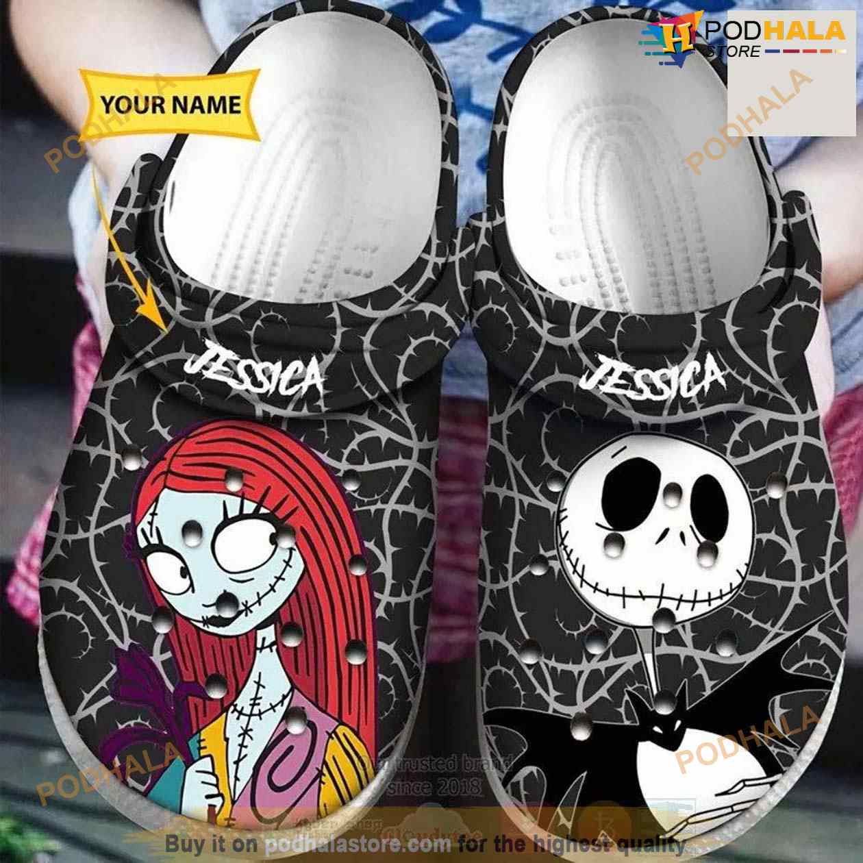 Personalized Jack And Sally Custom Name Crocs Clog Shoes For Halloween Personalized Jack And Sally Custom Name Crocs Clog Shoes For Halloween