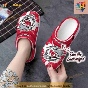 Personalized Kansas City Chiefs Football Ripped Claw Crocs Clog Shoes