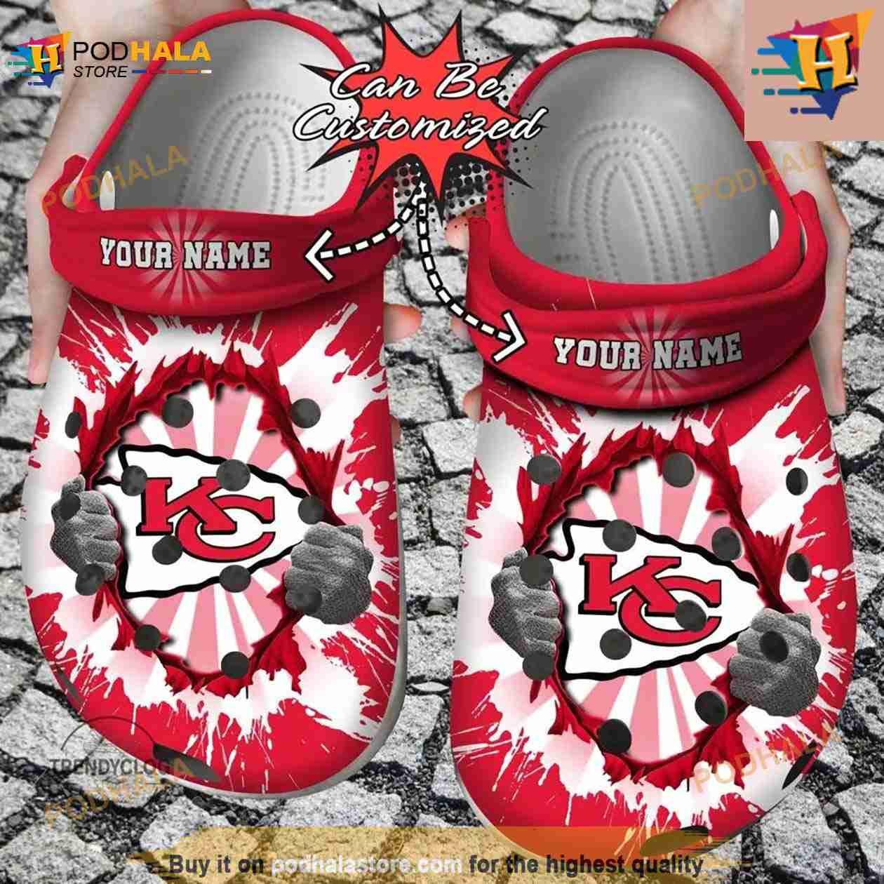 Personalized Kansas City Chiefs Hands Ripping Light Crocs Clog Shoes Personalized Kansas City Chiefs Hands Ripping Light Crocs Clog Shoes