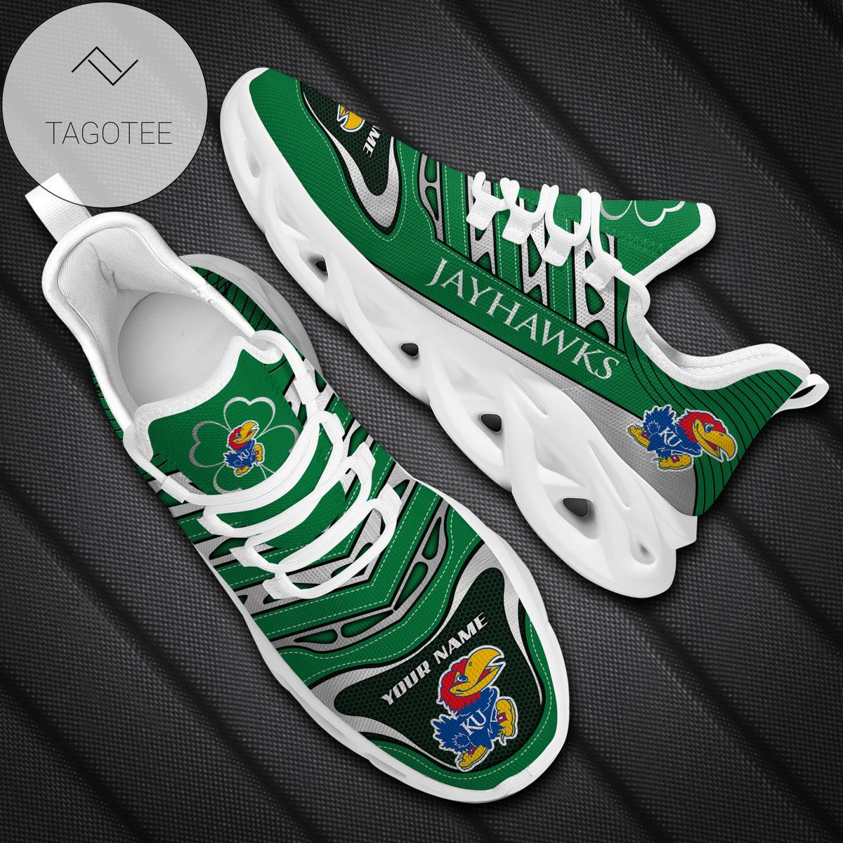 Personalized Kansas Jayhawks Ncaa Saint Patrick S Day Shamrock Custom Name Clunky Max Soul Shoes Sneakers For Mens Womens Personalized Kansas Jayhawks Ncaa Saint Patrick S Day Shamrock Custom Name Clunky Max Soul Shoes Sneakers For Mens Womens
