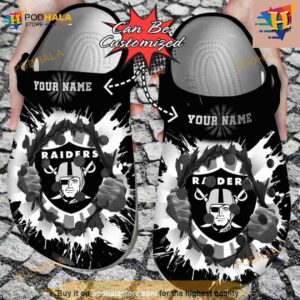 Personalized Las Vegas Raiders Hands Ripping Light Crocs Clog Shoes