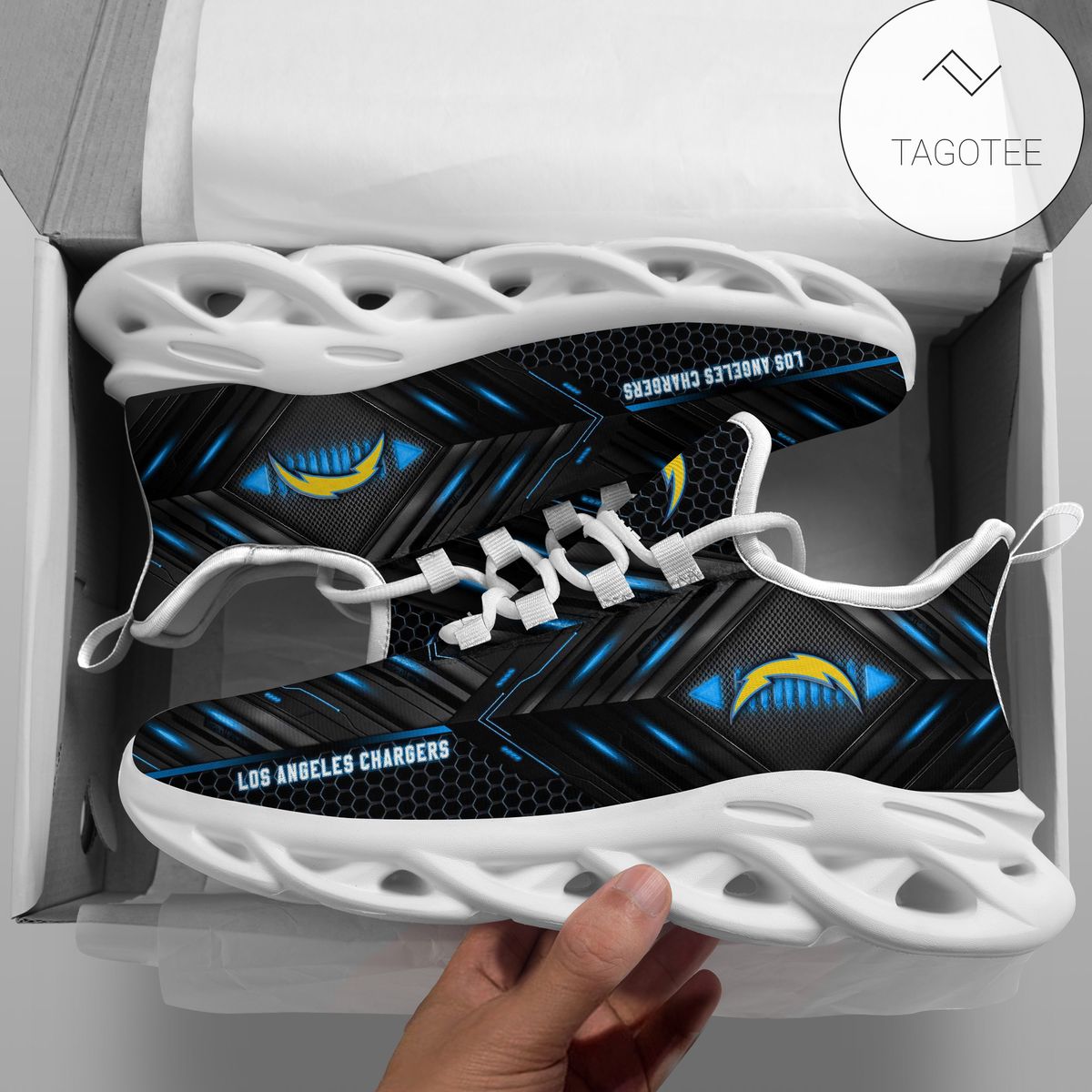 Personalized Los Angeles Chargers Football Team Clunky Sneakers Max Soul Shoes Personalized Los Angeles Chargers Football Team Clunky Sneakers Max Soul Shoes