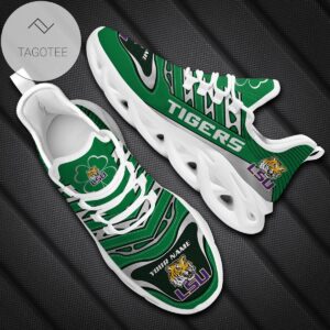 Personalized Lsu Tigers Ncaa Saint Patrick S Day Shamrock Custom Name Clunky Max Soul Shoes Sneakers For Mens Womens
