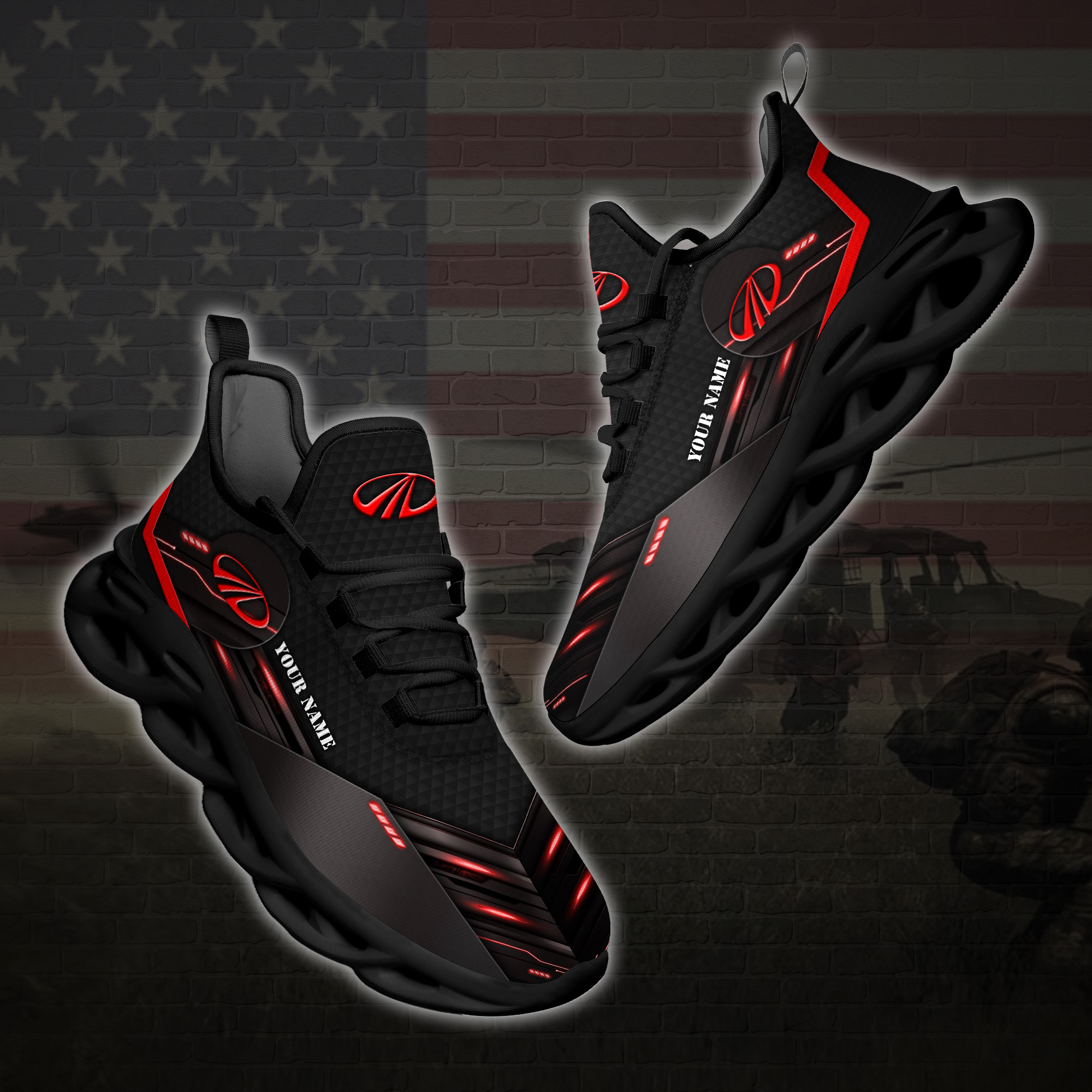 Personalized Mahindra Tractor Custom Black Clunky Max Soul Shoes Personalized Mahindra Tractor Custom Black Clunky Max Soul Shoes