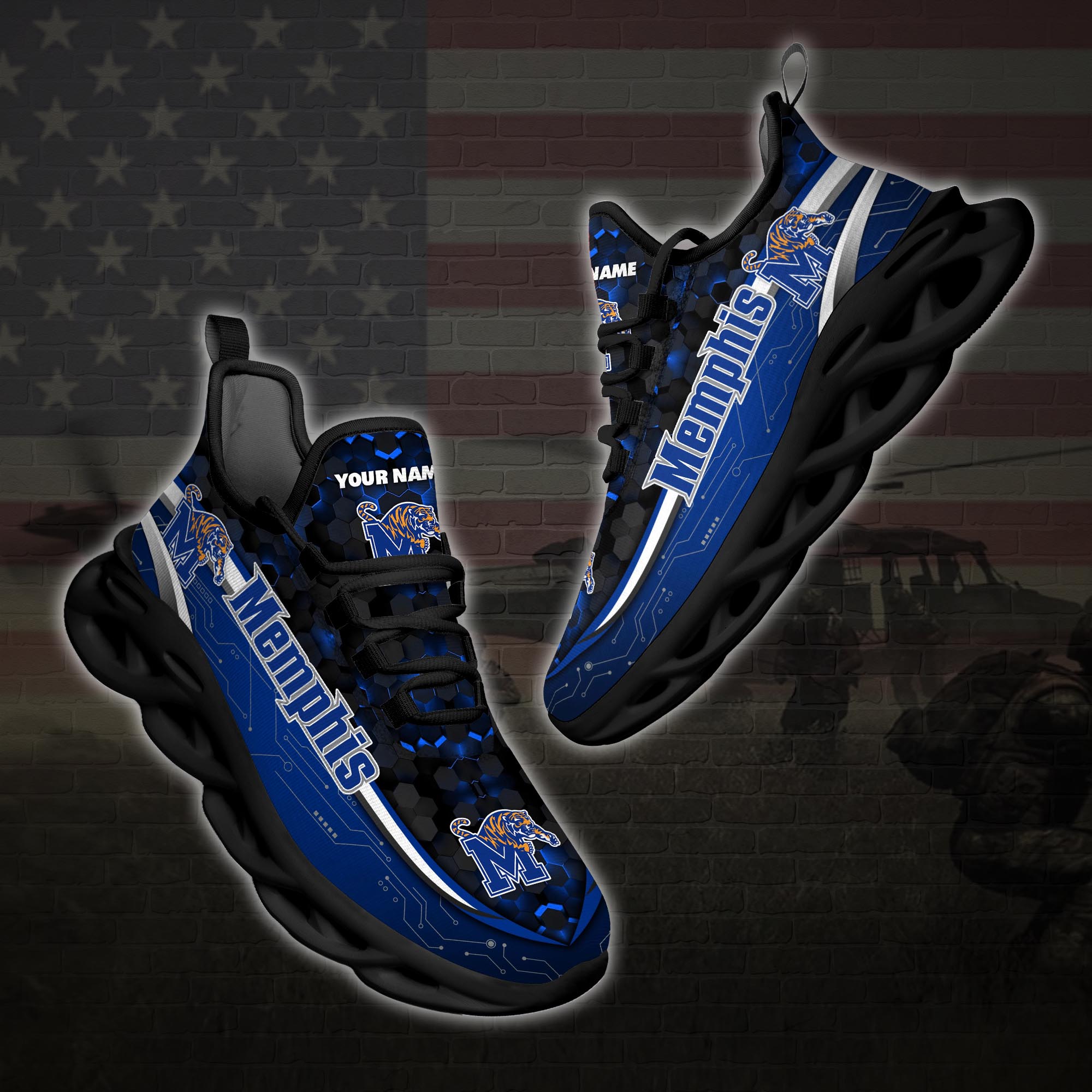 Personalized Memphis Tigers Football Team Clunky Max Soul Shoes Personalized Memphis Tigers Football Team Clunky Max Soul Shoes