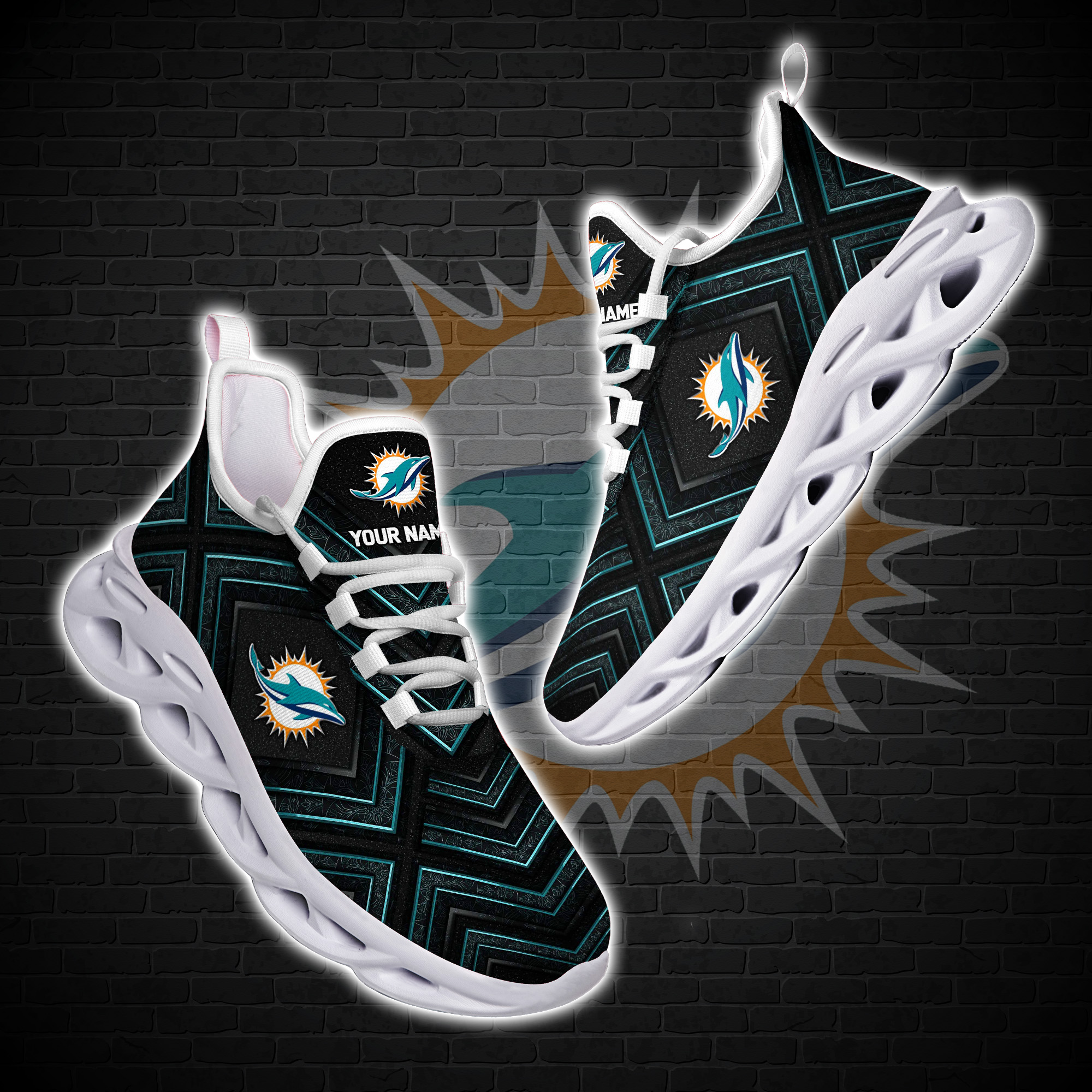 Personalized Miami Dolphins Custom Clunky Max Soul Shoes Personalized Miami Dolphins Custom Clunky Max Soul Shoes